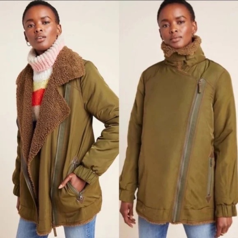 Anthropologie Sherpa Lined Parka Jacket